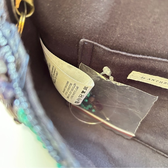 Anthropologie Beaded Flap
Shoulder Handbag Clutch Flap
Turquoise Navy Striped - Picture 10 of 11